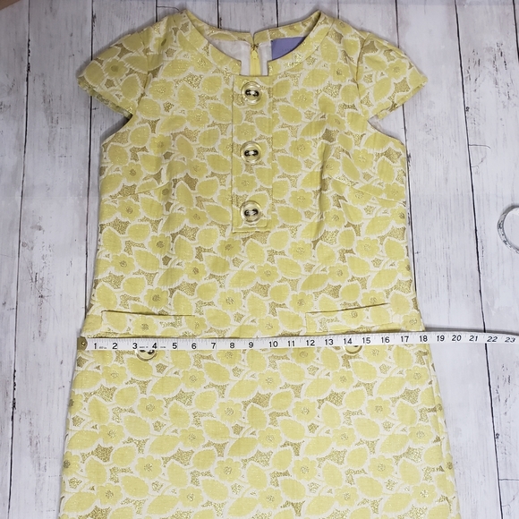 Vera Wang Dress Yellow Gold 4 Shift Brocade Mod - Picture 7 of 11